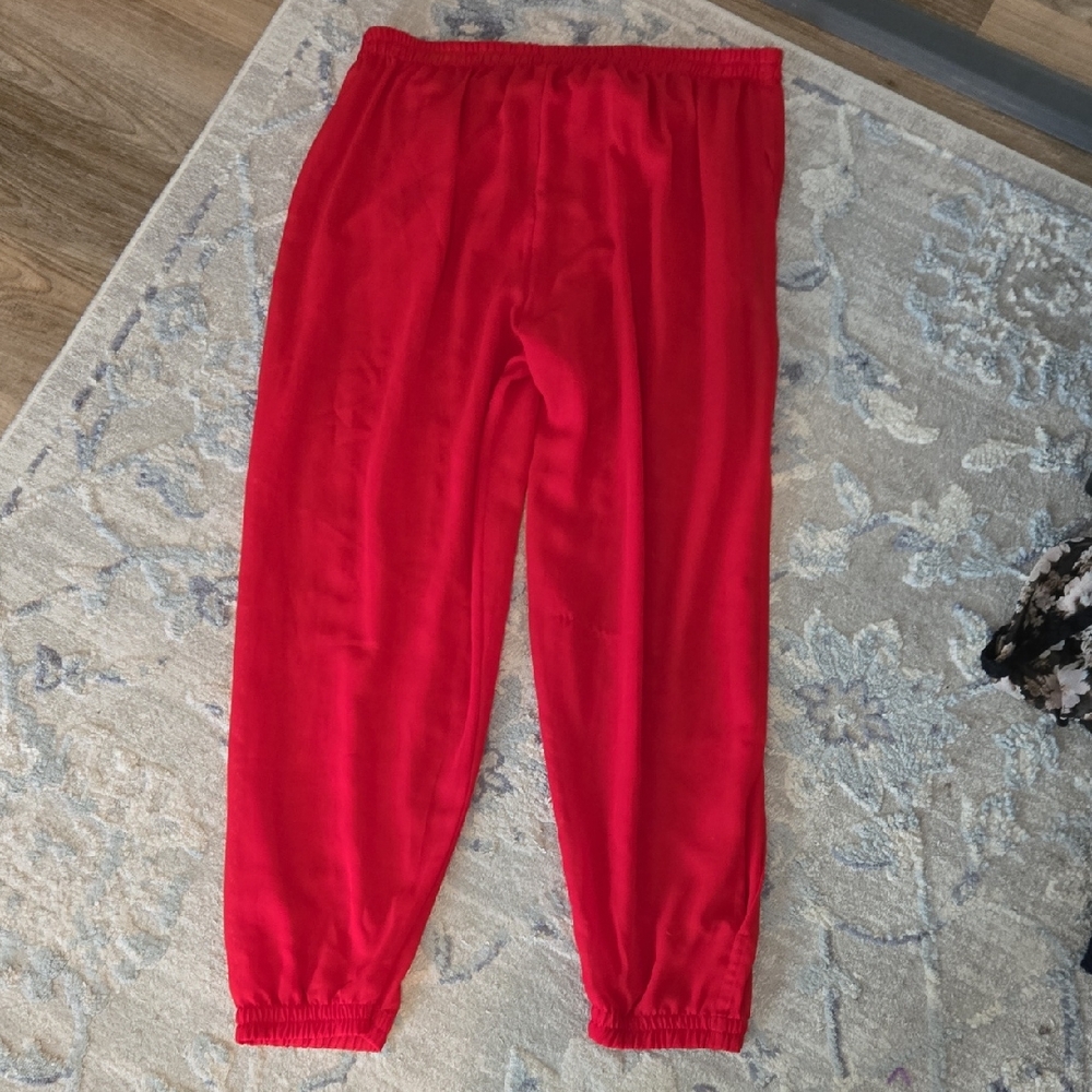 Sheer Red Pants With Long Slits